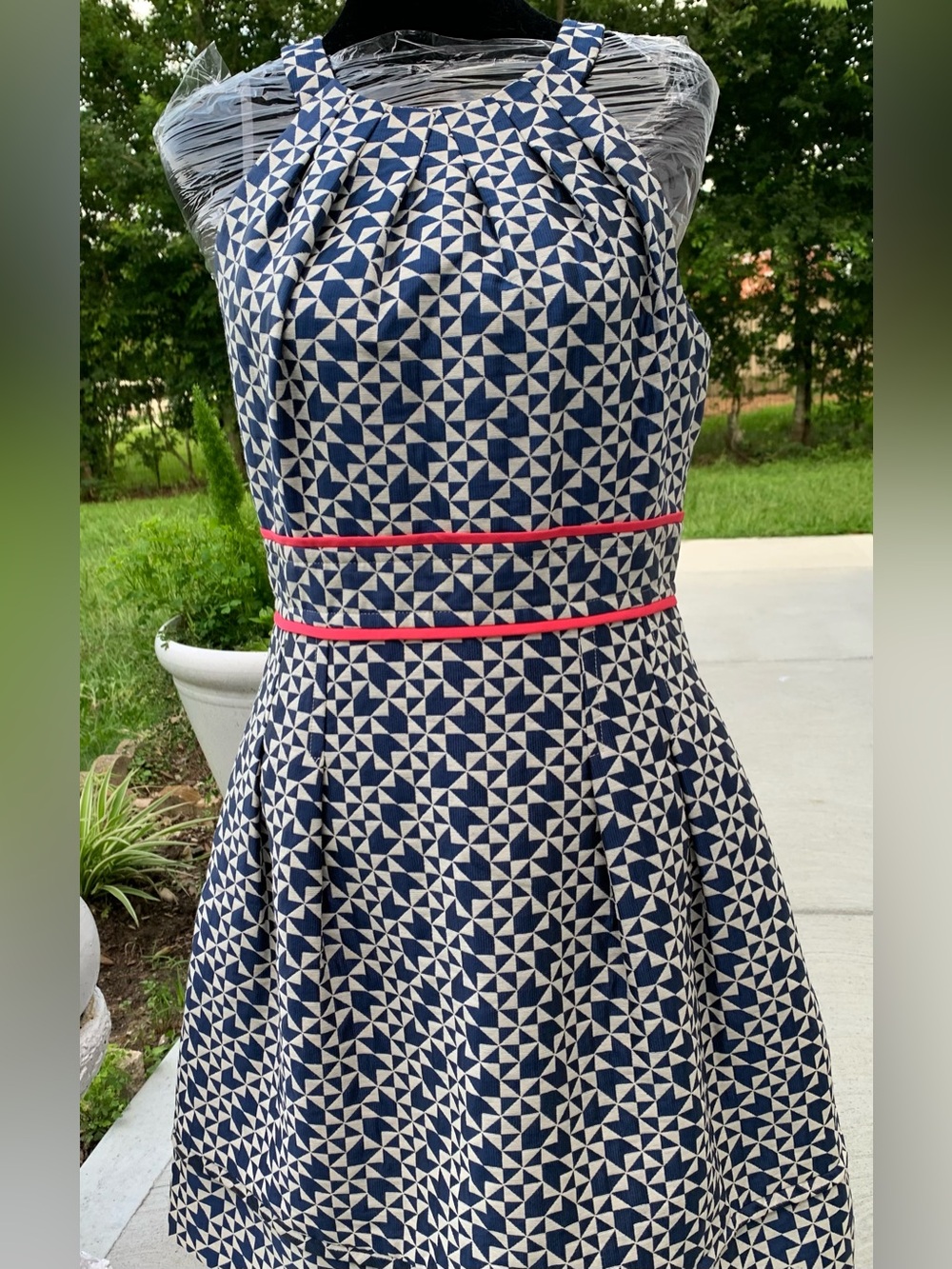 Eliza J Navy and White Triangle Dress